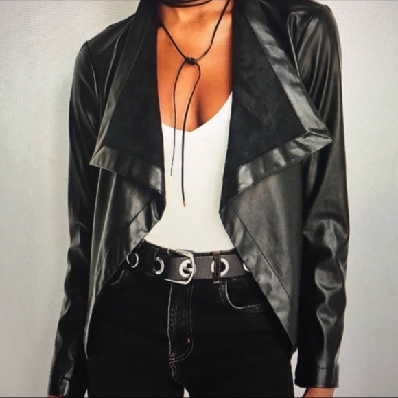 BB Dakota waterfall drape front leather jacket XS - Picture 2 of 8